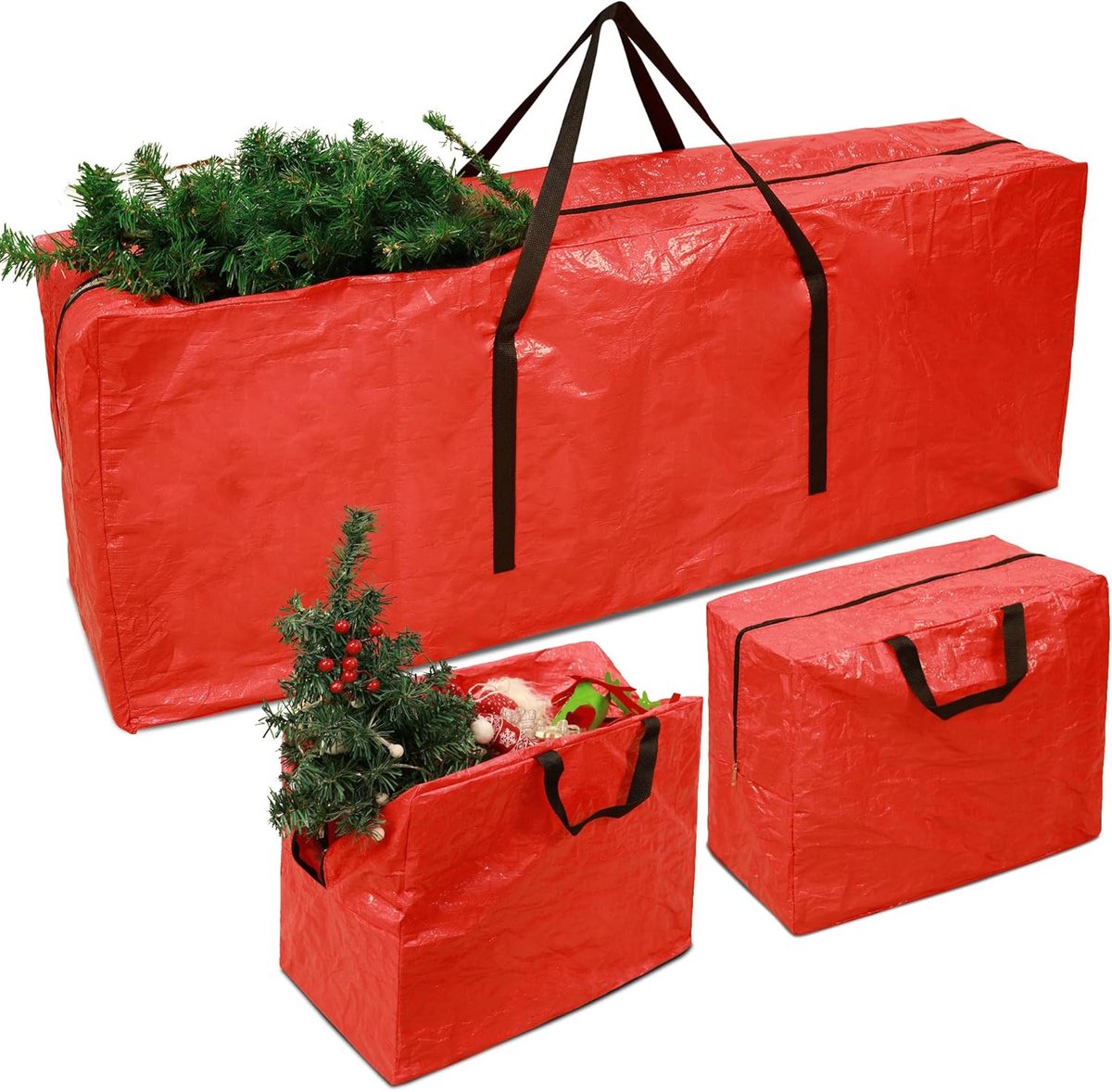 Kerstboomdecoraties 3pcs Extra Groot - Opbergzakken met Rits - Handvatten voor Eenvoudige Opslag - ShopVlot