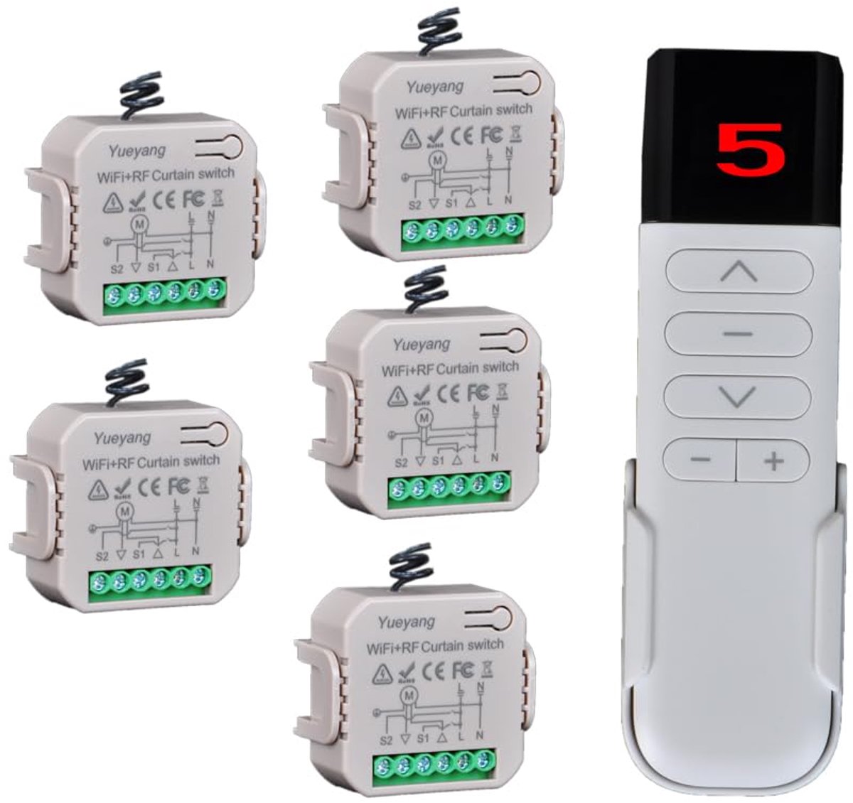 WiFi Shutter Switch met Afstandsbediening - RF433mhz - Timer voor Rolgordijnen - Slimme bediening via app - ShopVlot