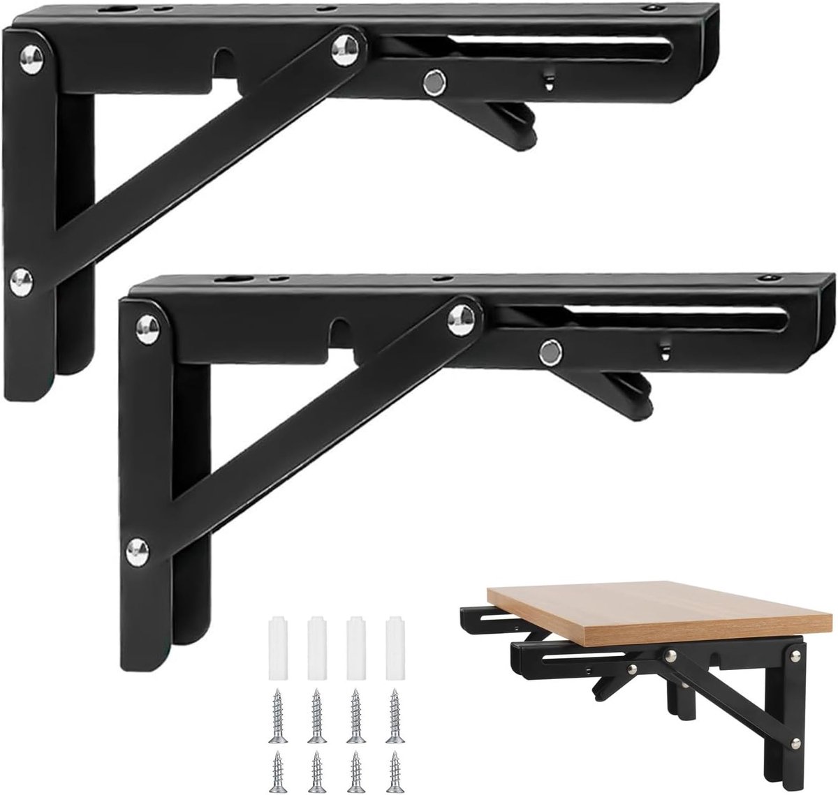Vouwconsole zware kwaliteit - metalen vouwscharnier met slot - ruimtebesparend voor banken en planken - ShopVlot