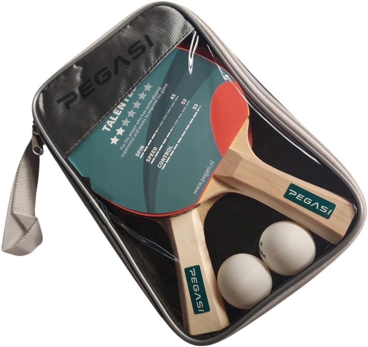 Tafeltennisbat set 2 ster - 1,6 mm spons - comfortabel handvat - ideaal voor hobbygebruik - ShopVlot