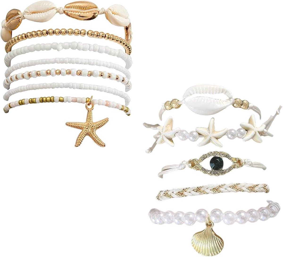 Anklet 12 Stuks - Bohemian Stijl - Parels - Verstelbaar voor Dames en Meisjes - ShopVlot