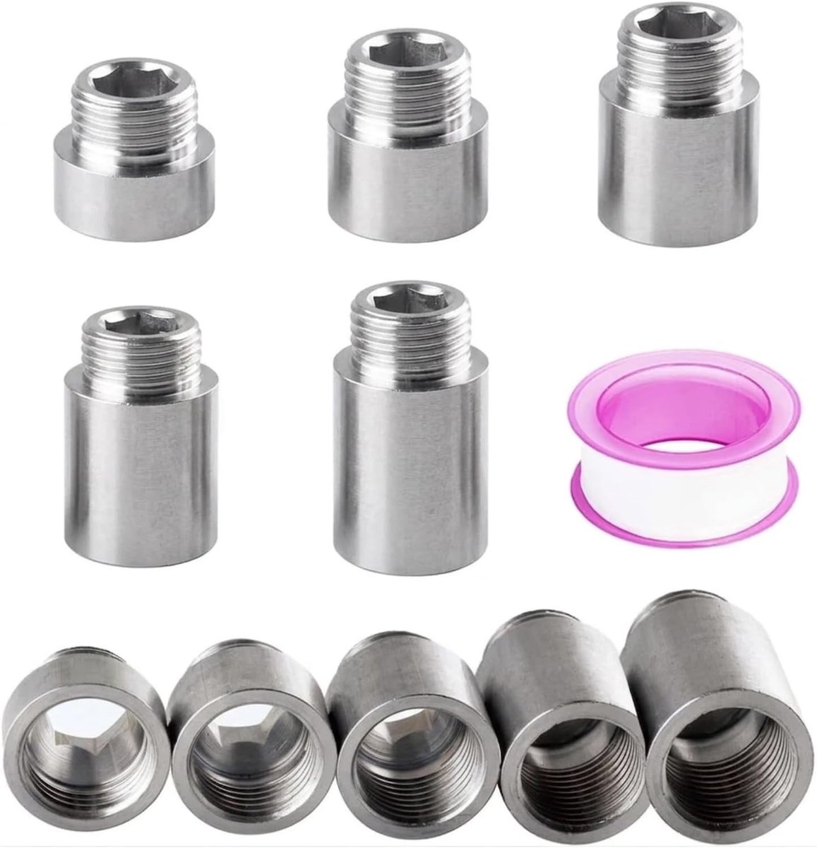 Kraanverlenging 1/2 Inch - Messing verlengstuk - Set van 5 lengtes - Voor eenvoudig aansluiten - ShopVlot