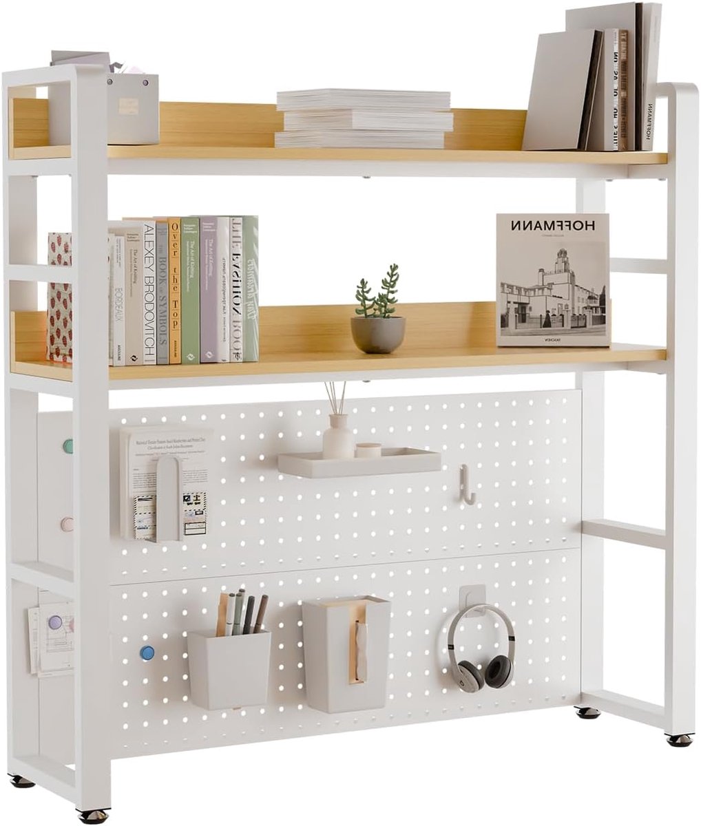 Bureauplank 2-laags 95CM - Beige - Minimalistisch ontwerp - Houdt je bureau georganiseerd - ShopVlot