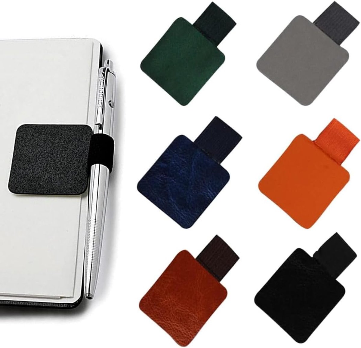 Zelfklevende leren penhouders - set van 6 kleuren - hoogwaardig leer - ideaal voor tablet en notitieboek - ShopVlot