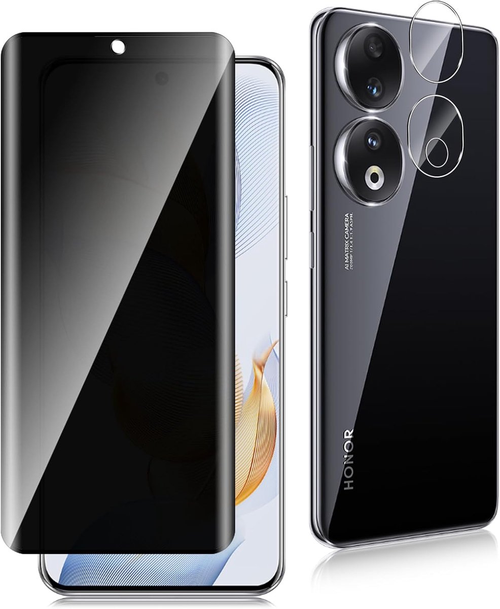 Privacy beschermfolie voor Honor 90 5G - 3D pantserglas - anti-spy veiligheidsglas - krasbestendig zonder luchtbellen - ShopVlot