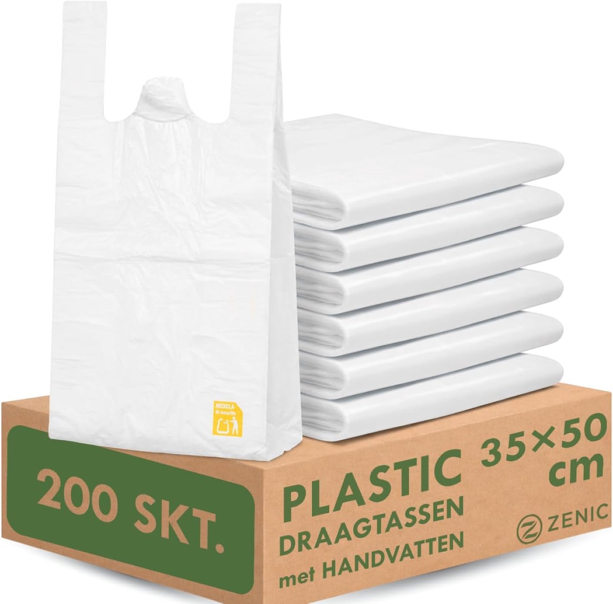 Plastic zakken 35x50cm - transparant - handige handvatten - ideaal voor dagelijkse boodschappen - ShopVlot