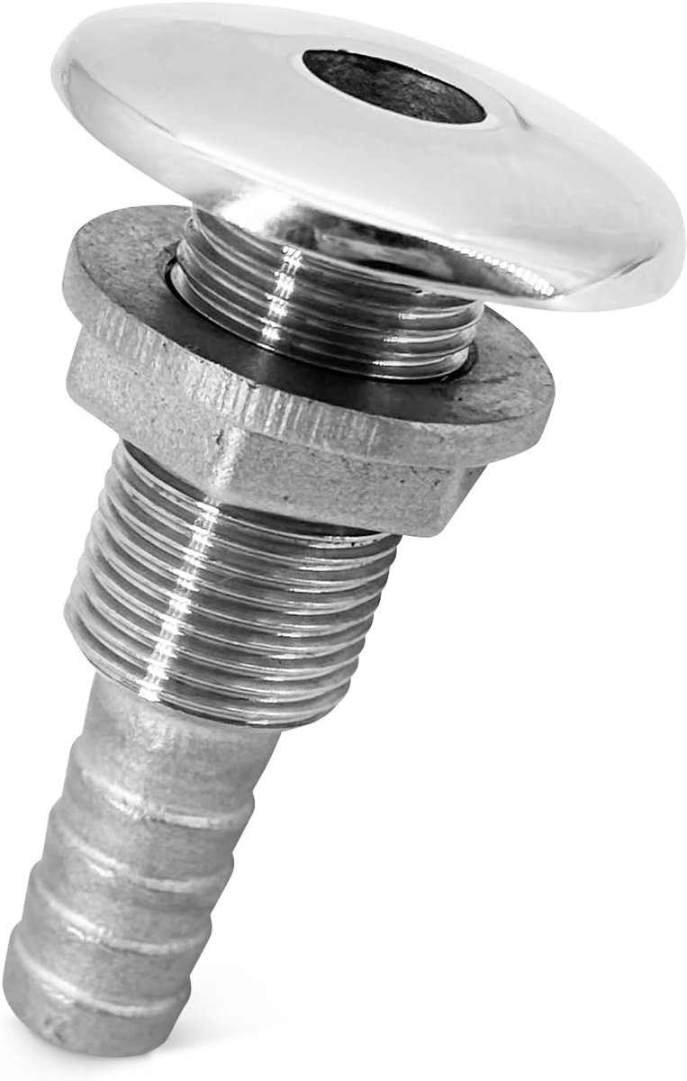 schroefverbinding, boot, doorbraak, schroefverbinding, boorddoorbraak, 3/8 inch, 58 mm aansluiting, universele bootdoorvoer met borgmoer, marine, ontluchting, slangaansluiting voor boten