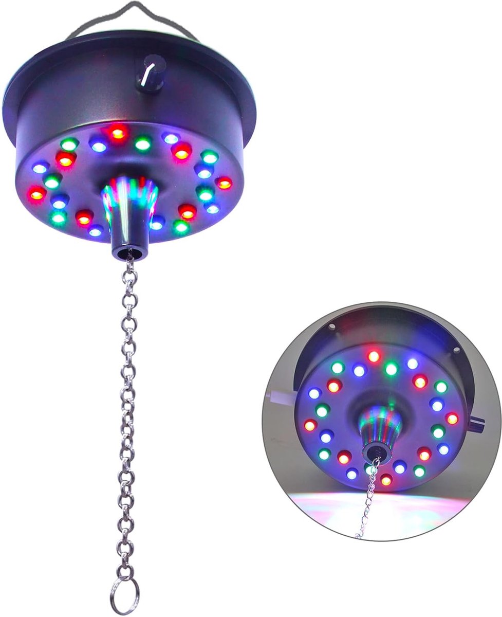 5 rpm - 9 rpm verstelbare roterende balspiegel motor met 24 RGB LED licht voor 4 6 8 12 "discobal voor party decor dj band bar nachtclub KTV (niet meegeleverd) (USB-gevoed/batterij)