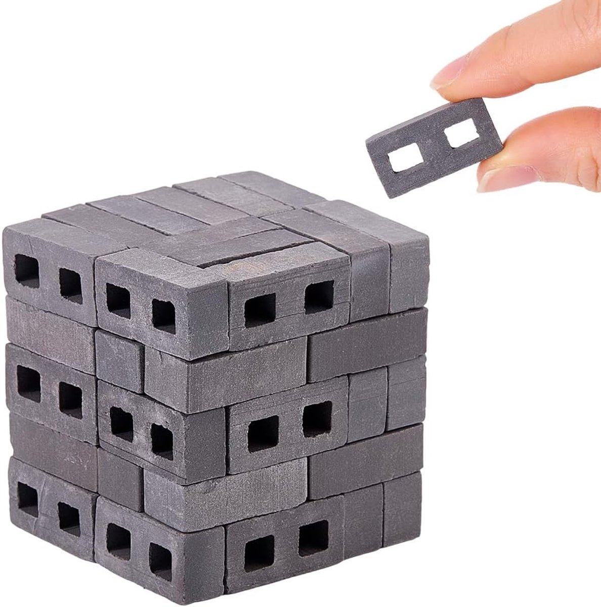 50 stuks mini-bakstenen grijze micro landschapsarchitectuur bouwstenen miniatuur bakstenen 27 mm lang poppenhuis bouwmateriaal voor terras keuken tuin model micro landschap
