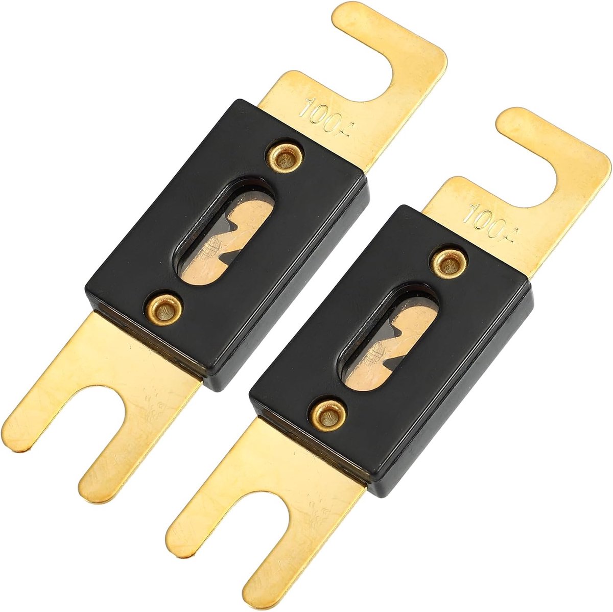 Mini ANL Zekeringen 100A / Interne Audio CD Zekering voor Auto Motorfiets Boot/Duurzaam Plastic Metaal / 2 Stuks Goudkleurig Zwart