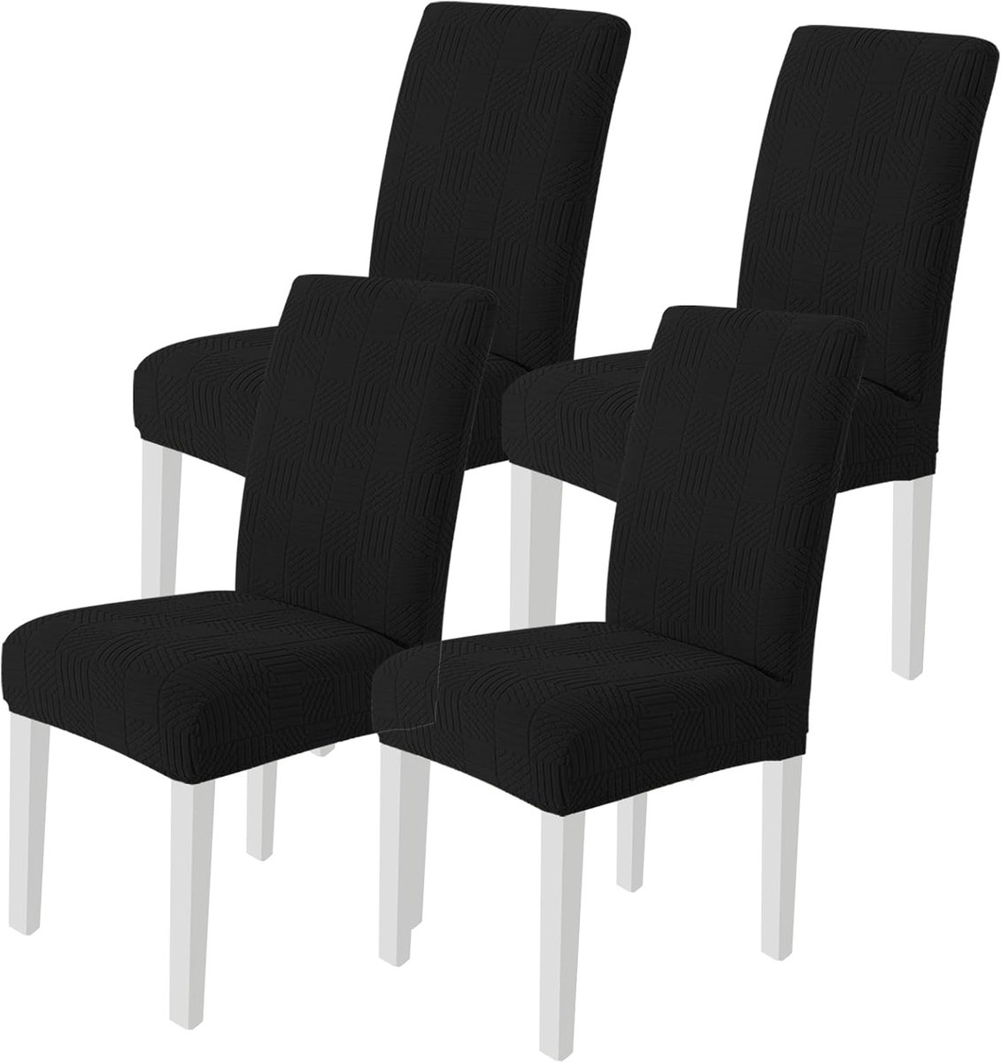 Stretch Stoelhoezen 4 Stuks, Moderne Elastische Stoelhoes, Universele Woonkamer Eetkamerstoelhoezen, Afneembare Wasbare Stoelbekleding Voor Thuis Restaurant Hote, Zwart