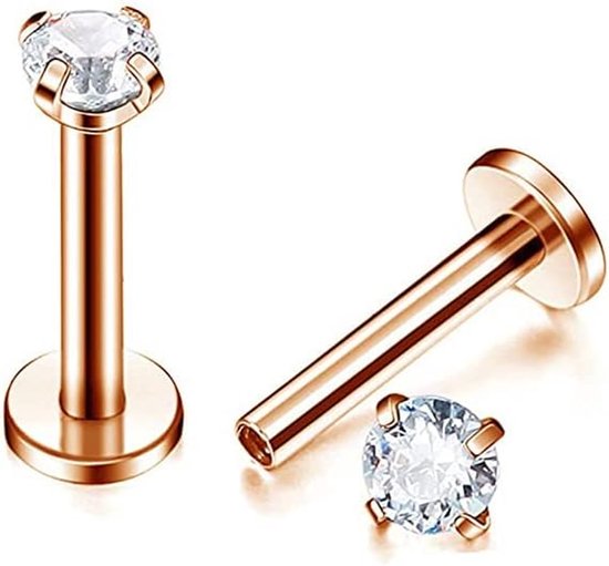 16g CZ Labret Kraakbeen Tragus Monroe Lip Neus Helix Diamant Studs Oorbellen voor Vrouwen Mannen Meisjes Jongens Rvs Cubic Zirconia Piercing Sieraden 1.2*8 2mm 3mm 4mm 5mm 4 Paar Set, Metaal, Kubieke zirkonia — afbeelding 5