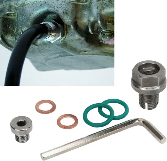 Piggyback Olieaftapplug, M12.1-1.5x15mm M14.1-1.5x15mm M12.1-1.25x15mm Roestvrijstalen Zelftappende Oliepanschroefdraadreparatieset met Inbussleutel O-ringpakking (M14.1-1.5x15mm) — afbeelding 3