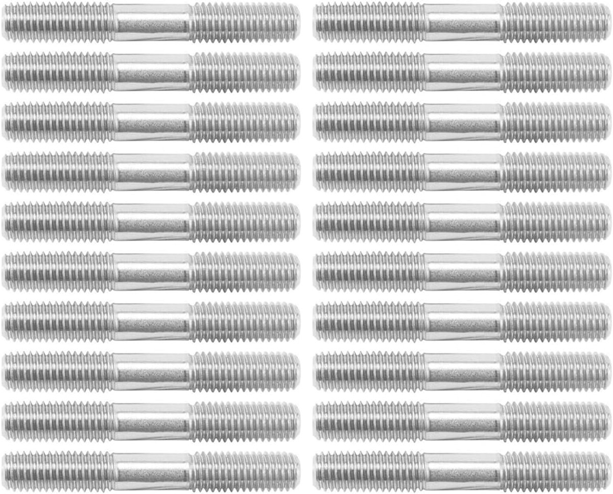 20 PCs Roestvrij staal Dubbele Headed Schroefbout, M5x60mm Dubbele Ended Stud Schroeven voor Huisonderhoud, M5x60mm