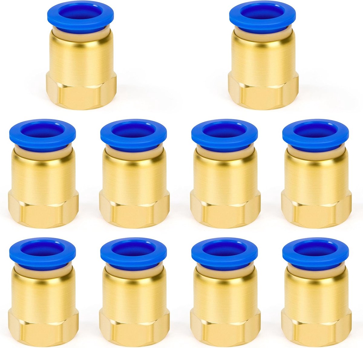 Persluchtsnelkoppeling, 10 stuks, 12 mm x 1/4 inch BSP-aansluiting, rechte koppeling voor persluchtslang, compressor, werkplaats, garage en doe-het-zelver