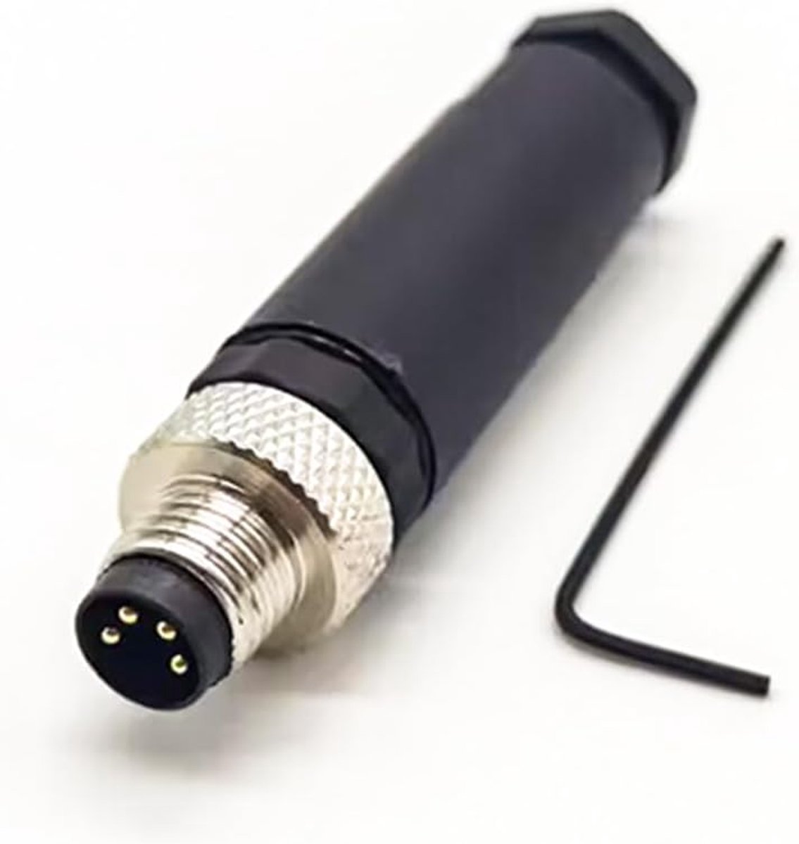 M8 4-polige stekker, 8 mm sensorkabelstekker, A-code, schroefdraadzekering M8, 4-pins Aviation stekker, ronde connector, IP67 waterdicht, industriële ronde stekker voor buiten (mannelijk)