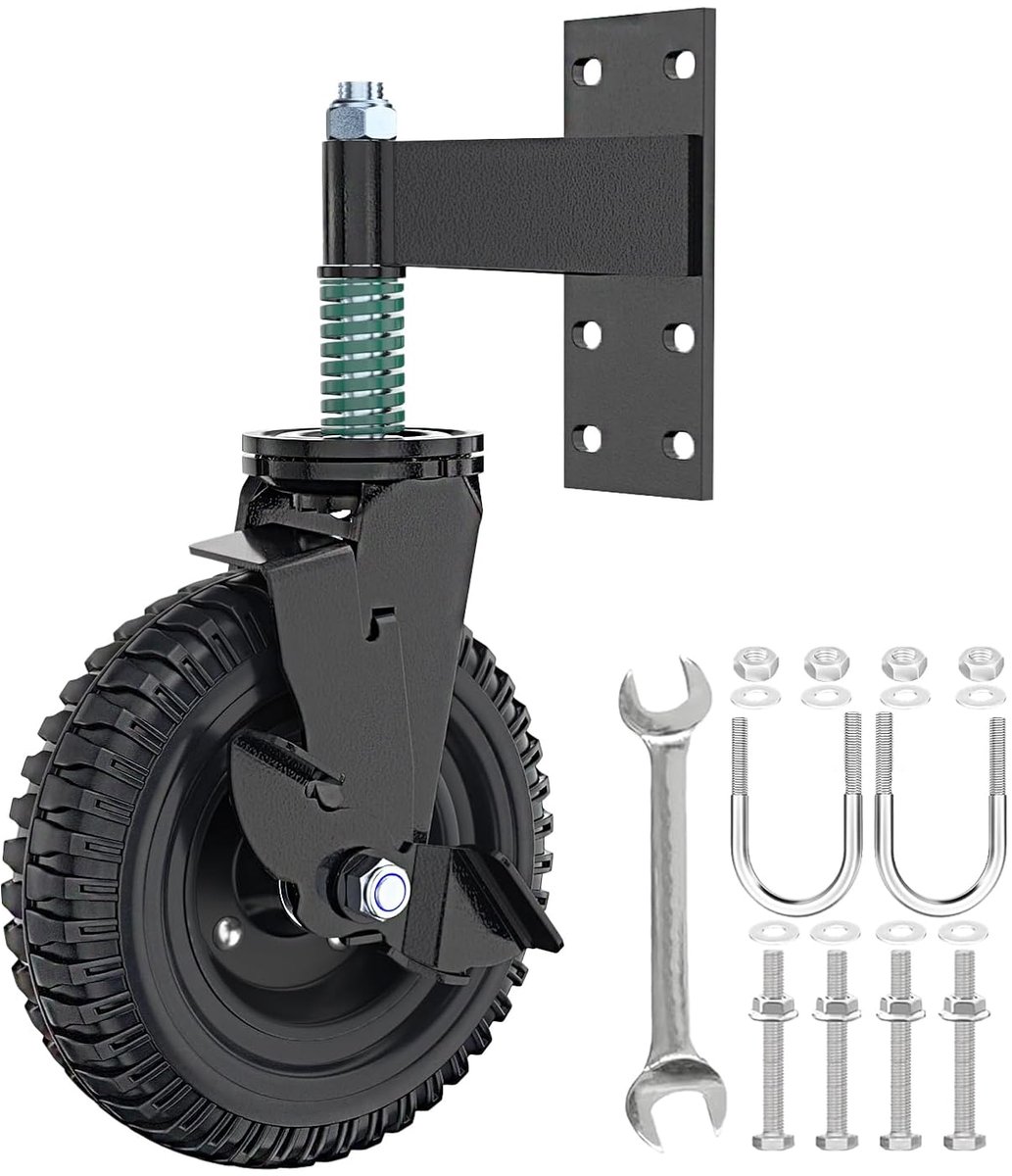20 cm x 2 voor metalen buizen, maximale enkele belasting 275 kg, 360 graden draaiende veer, schokabsorberende heavy duty castors met schroeven en moersleutel