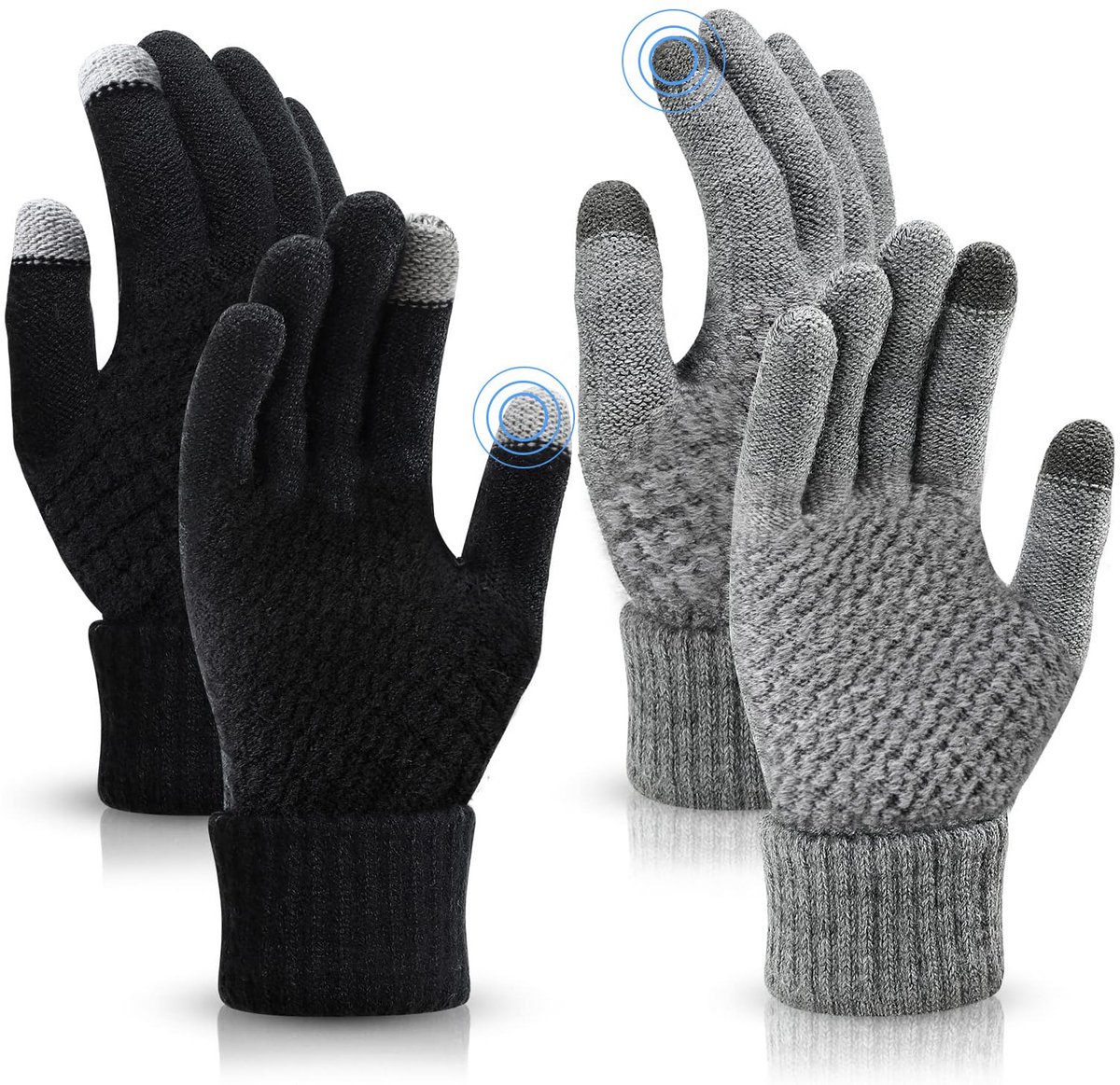 gebreide winterhandschoenen dames - warme fleece voering - touchscreen geschikt - ideaal voor buitengebruik - SnelShoppen