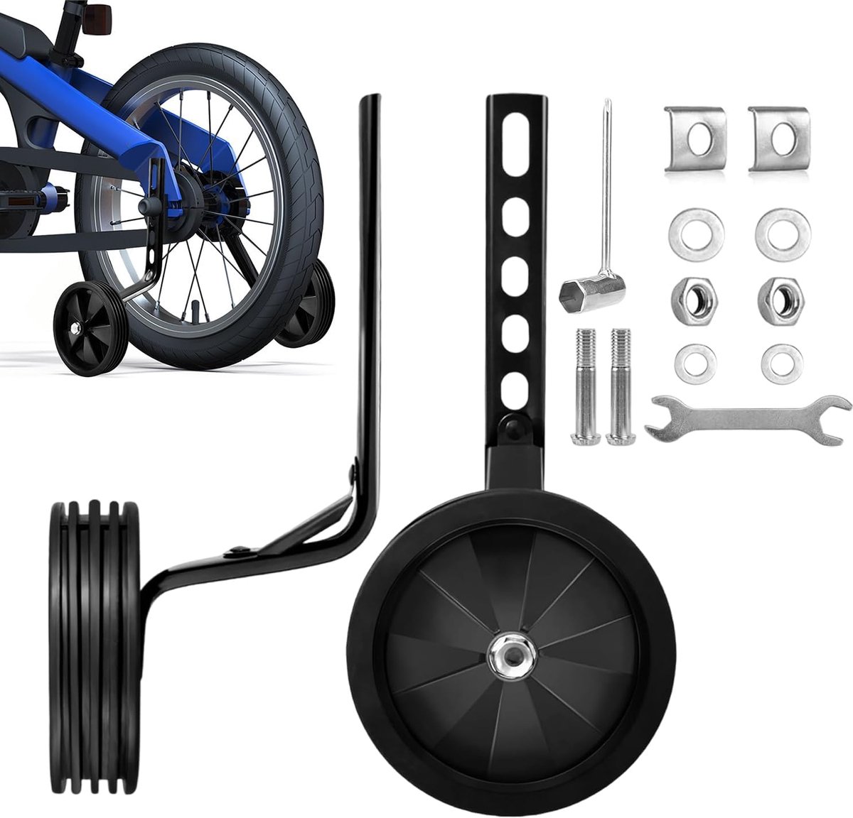 1 paar steunwielen, 12, 14, 16, 18, 20 inch, kinderfiets, verstelbare hulpwielen, veiligheidssteunwielen, gemakkelijk te leren, eenvoudig te monteren