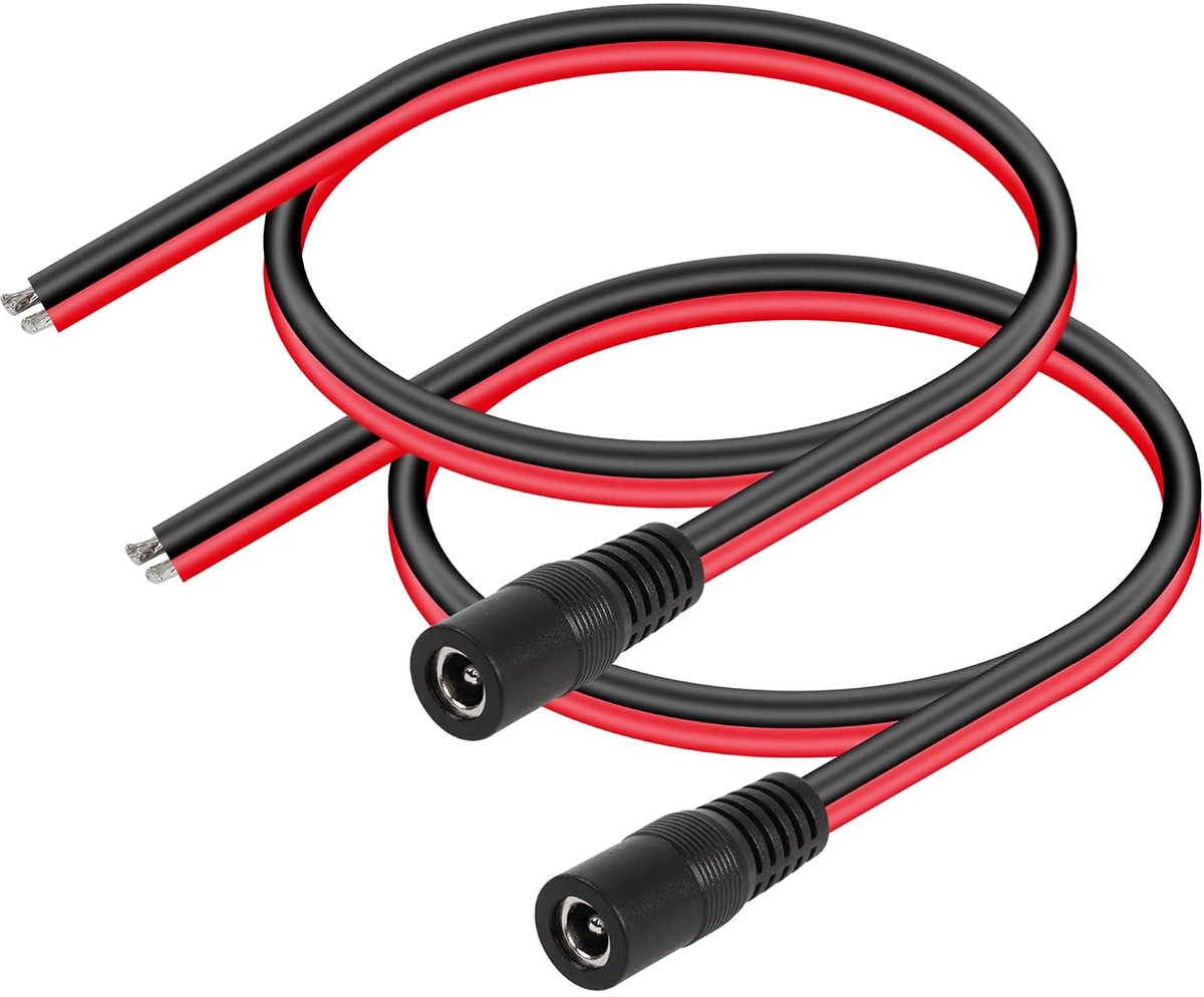 DC5525 Power Pigtails Kabel,1 FT 14AWG 5,5 mm x 2,5 mm DC Vrouwelijke Naakte Draad Open End Power Wire, DC Supply Reparatie Kabel voor CCTV Bewakingscamera LED Strip Licht Etc-2 Stks