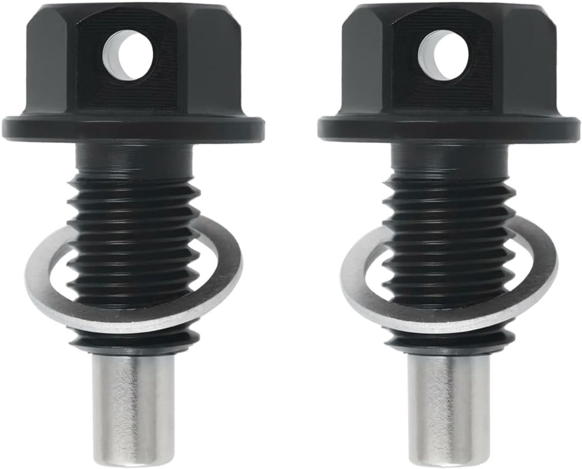 2Pcs Oil Drain Plug M10x1.5 Oil Pan Screw Aluminium Alloy Magnetic Oil Drain Plug Compatible with VW Compatible with Seat Compatible with Audi (Black)
