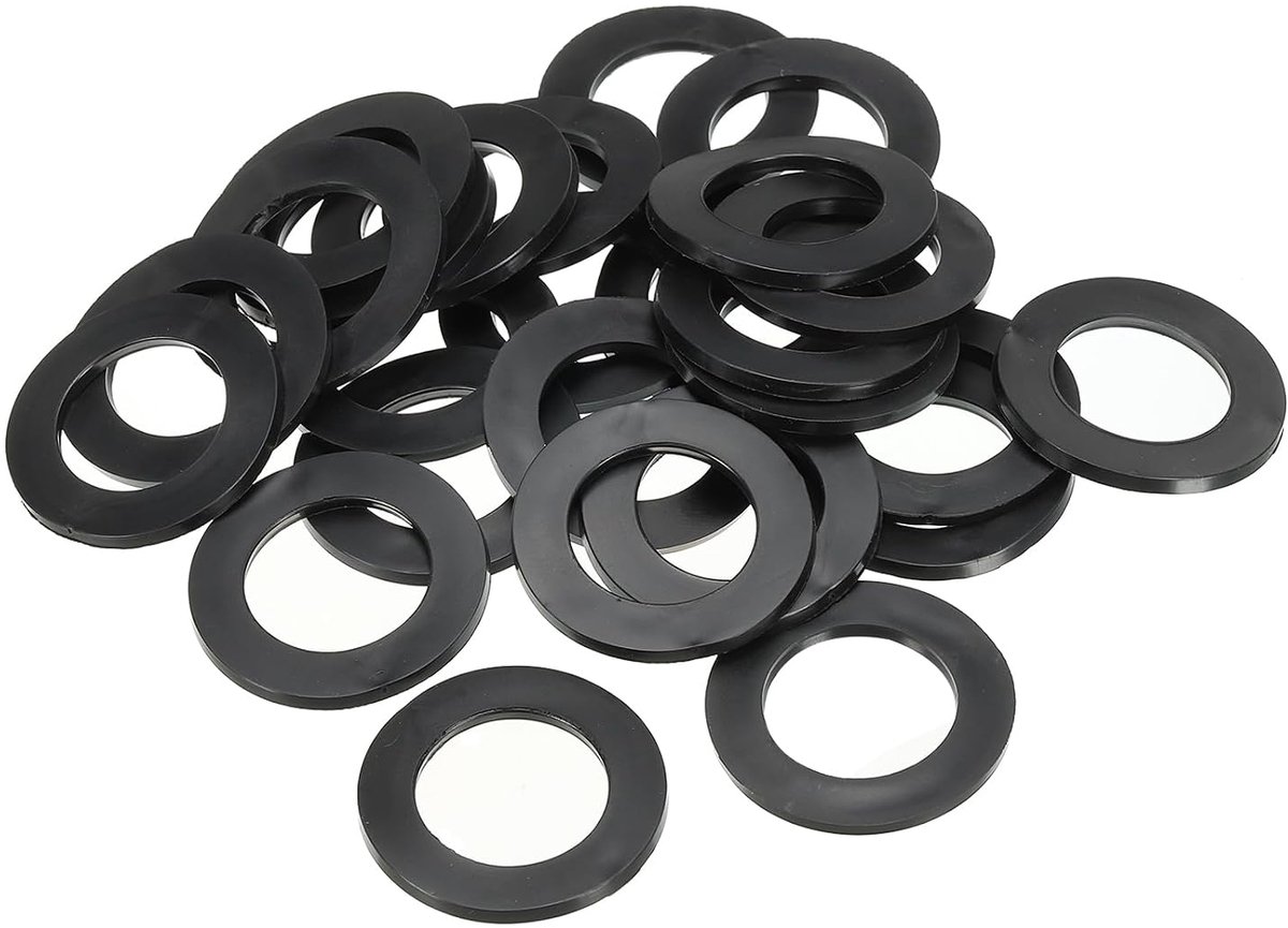 Rubberen Platte Ring M24, Set van 40, Binnendiameter 24 mm, Buitendiameter 35 mm, Dikte 3 mm, Afdichting voor Kraan, Waterleiding, Bout, Zwart