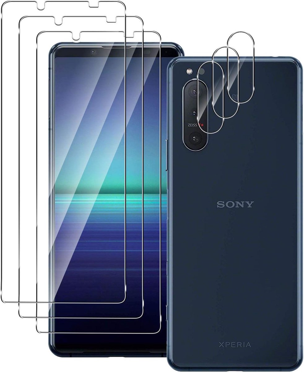 QULLOO Protective Film Tempered Glass Film Compatible with Sony Xperia 5 II 5G + Camera Protection Film, 3 + 3 Pieces - ShopVlot