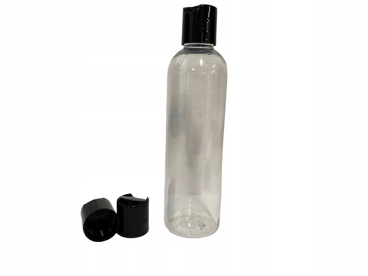 Zwarte PET Fles 250ml met Disc Top Dop - Ideaal voor Cosmetica