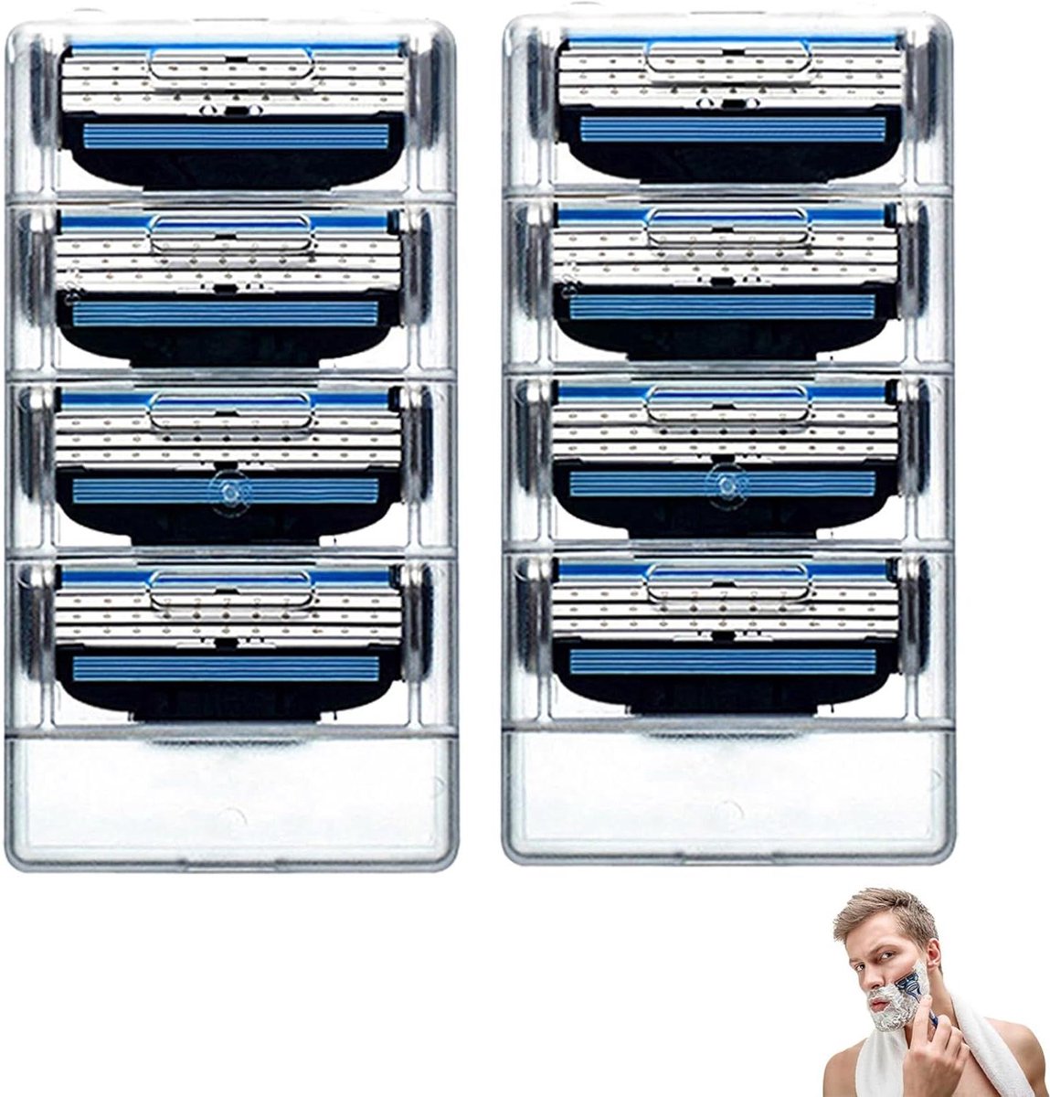 Scheermesjes Heren - Reservemesjes Nat - Glad Scheren - 8 Stuks Set - Standaard Maat - Zilver