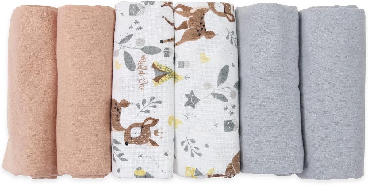 Set van 5 Katoenen Molton Luiers 80 x 80 cm - Flanellen Spuugdoeken voor Baby