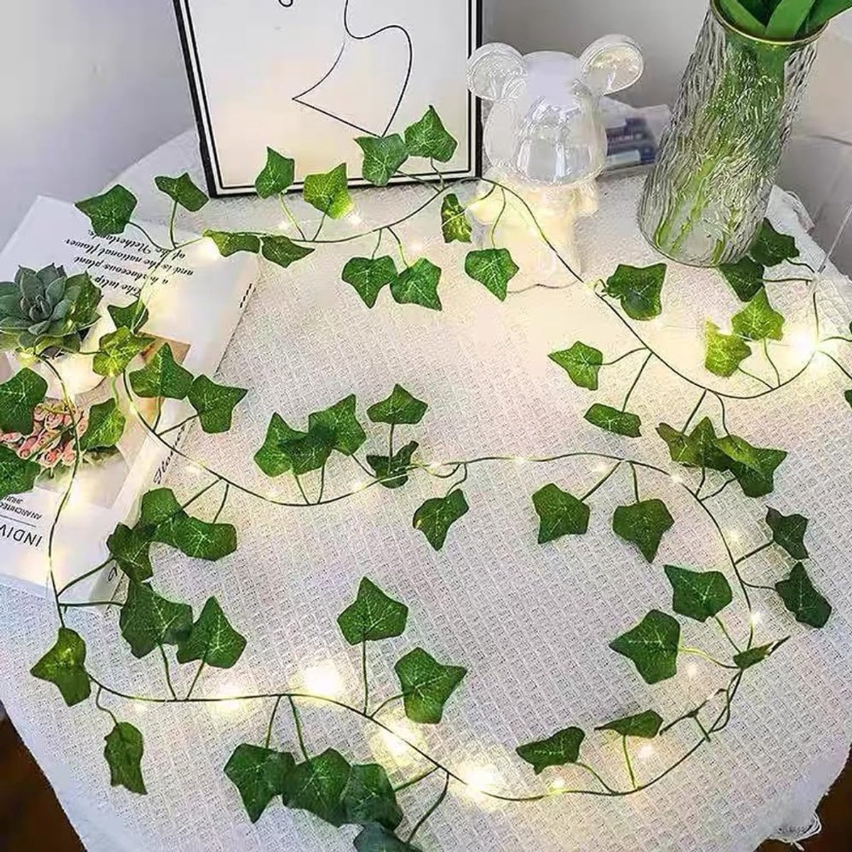 Ivy lichtsnoer 4-pack - 6,5 voet lang - met 80 LED-lampen - perfect voor sfeervolle decoratie - SnelShoppen