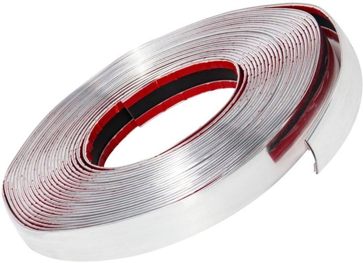 ® zelfklevende chromen rand, auto chromen rand, voor carrosserie raam exterieur decoratie, 25 mm x 12 m