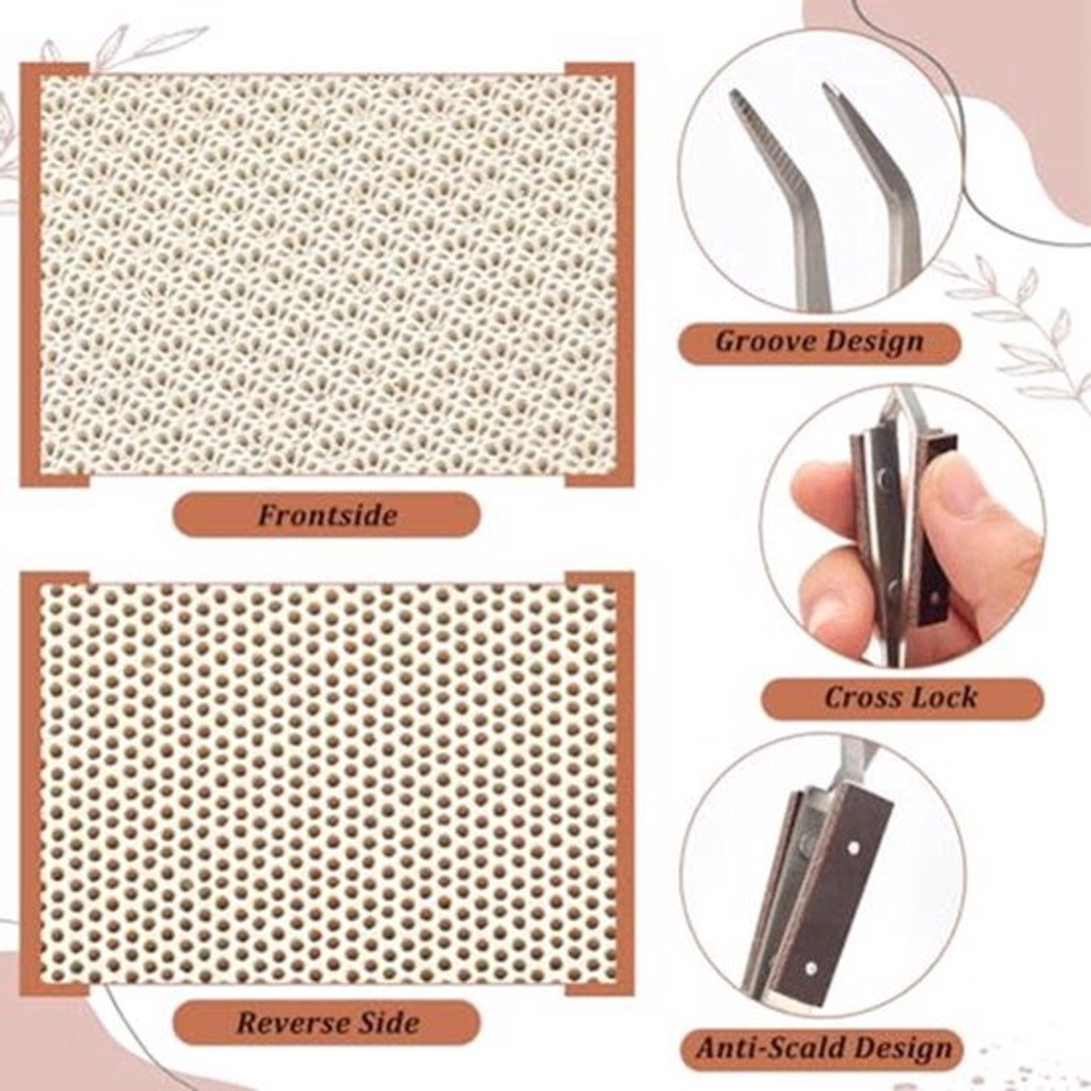 6 Sets Solderen voor Sieraden - Honingraat Keramische Platen en Roestvrijstalen Tangenset