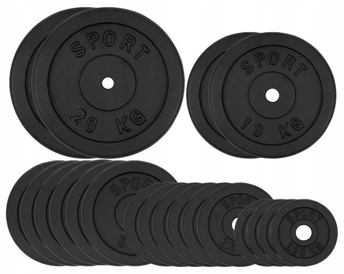 Merkloos Gietijzeren Halterset 110kg - 20 Schijven, 31mm