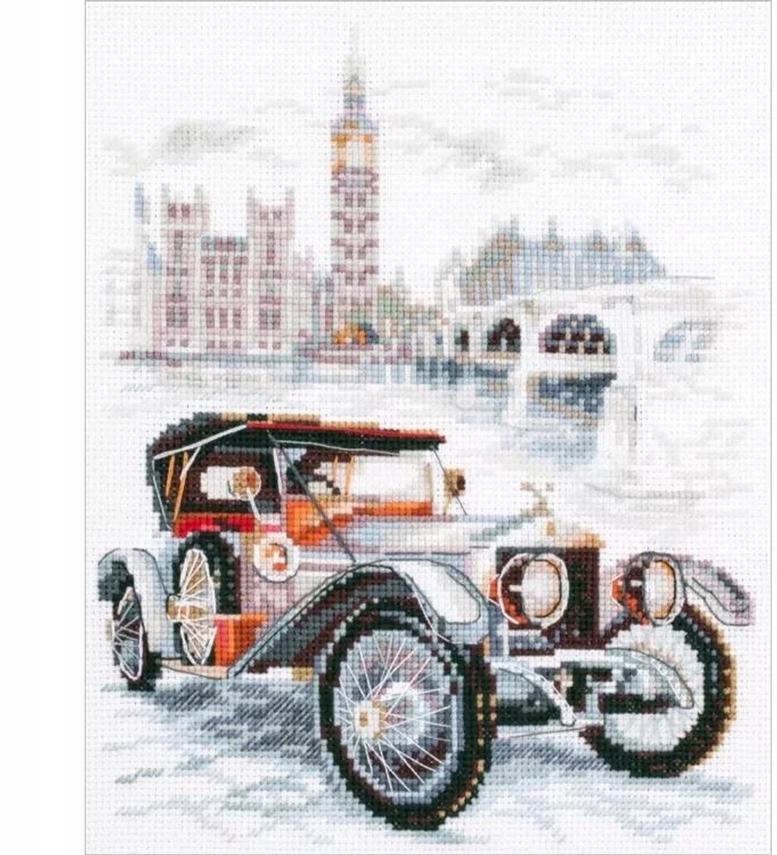 Merkloos Kruissteek Borduurpakket - Retro Stijl 16x20cm