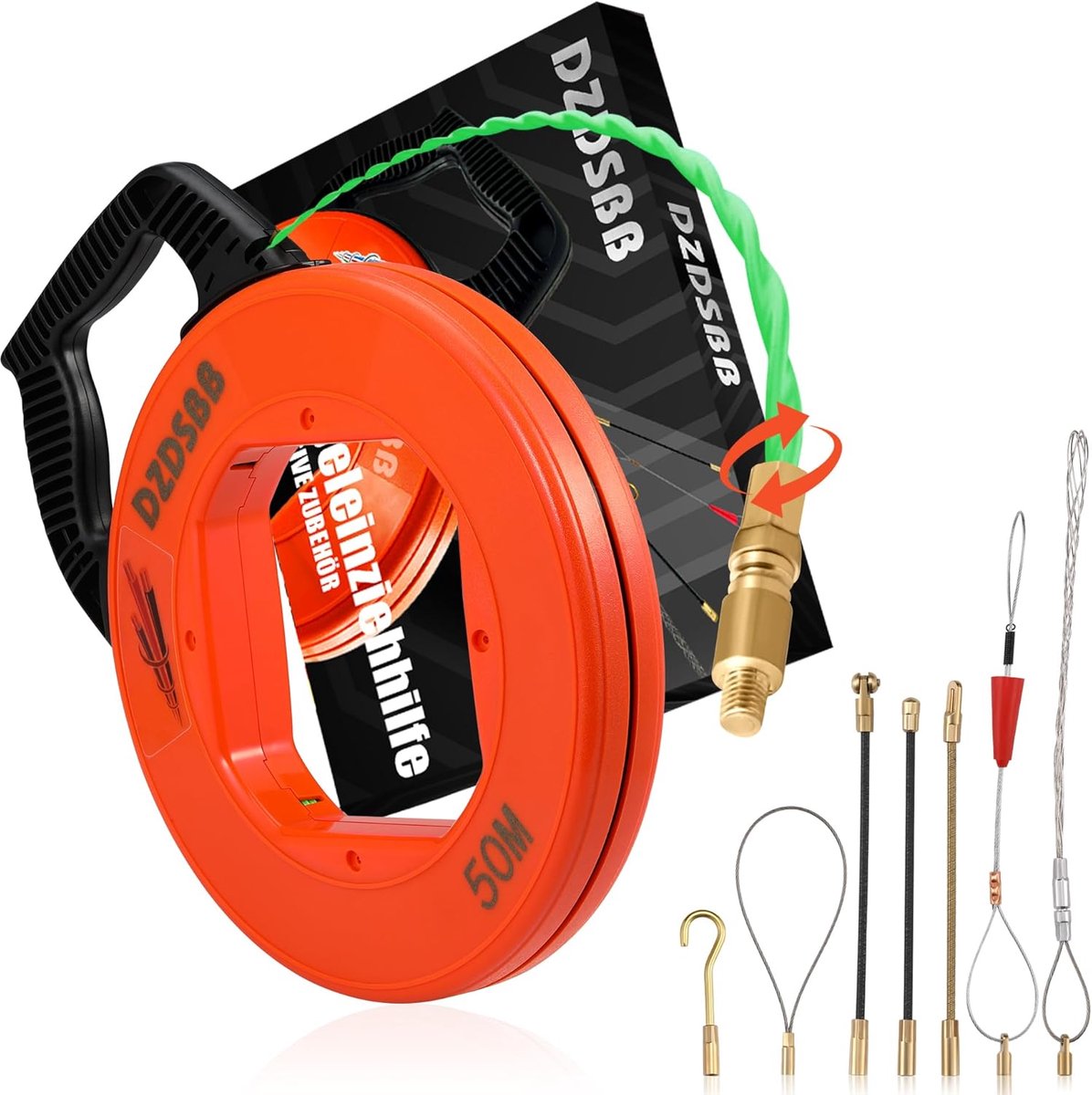 Vislijn 50m - Kabeltrekker 4,5mm - M5 Draadtrekkers voor Elektrische Kabels - Ideaal voor Krappe Ruimtes - ShopVlot
