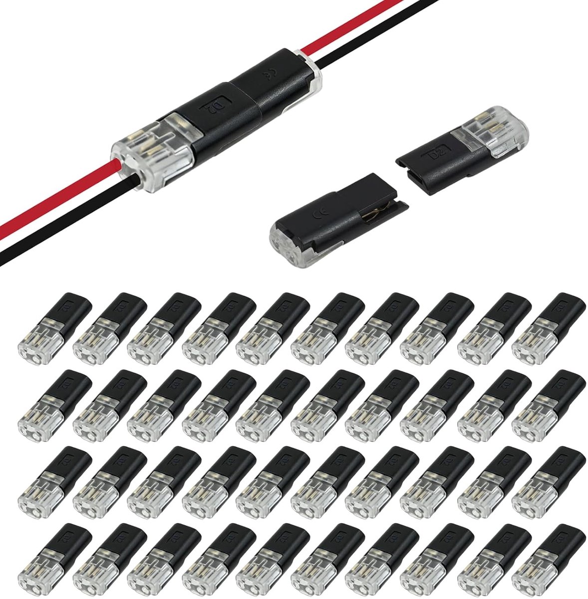 Autokabelverbinders 2-polig - waterdicht - 40 stuks - snelle kabelverbindingen voor 12V toepassingen - ShopVlot