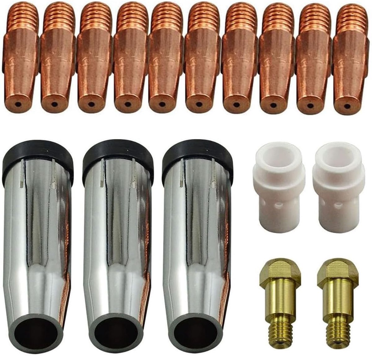 MIG MAG contacttips M8 1,2 mm - set van 17 stuks - conische gasmondstukken - ideaal voor MIG-lassen - ShopVlot