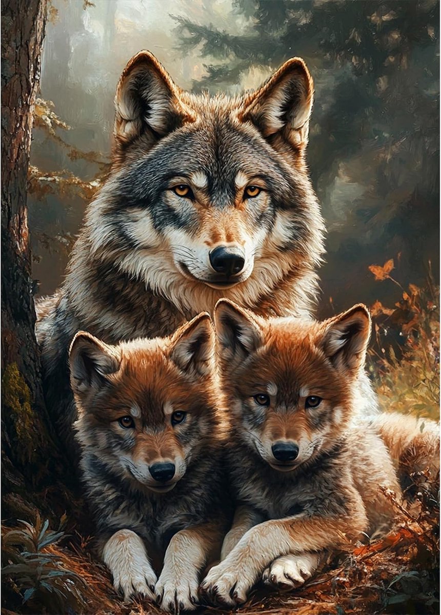 Diamant schilderen wolf 30x40cm - 5D diamant kunst - ontspannend voor volwassenen en kinderen - ShopVlot
