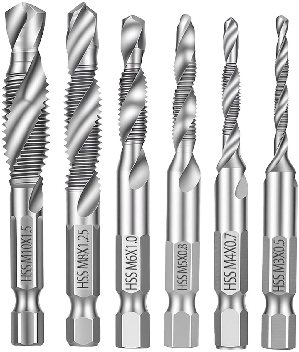 Schroefdraadborenset 6 Stuks - Combi Boor en Draadsnijder M3 M10 - HSS Metaal en Hout - Efficiënt Boren en Snijden - ShopVlot