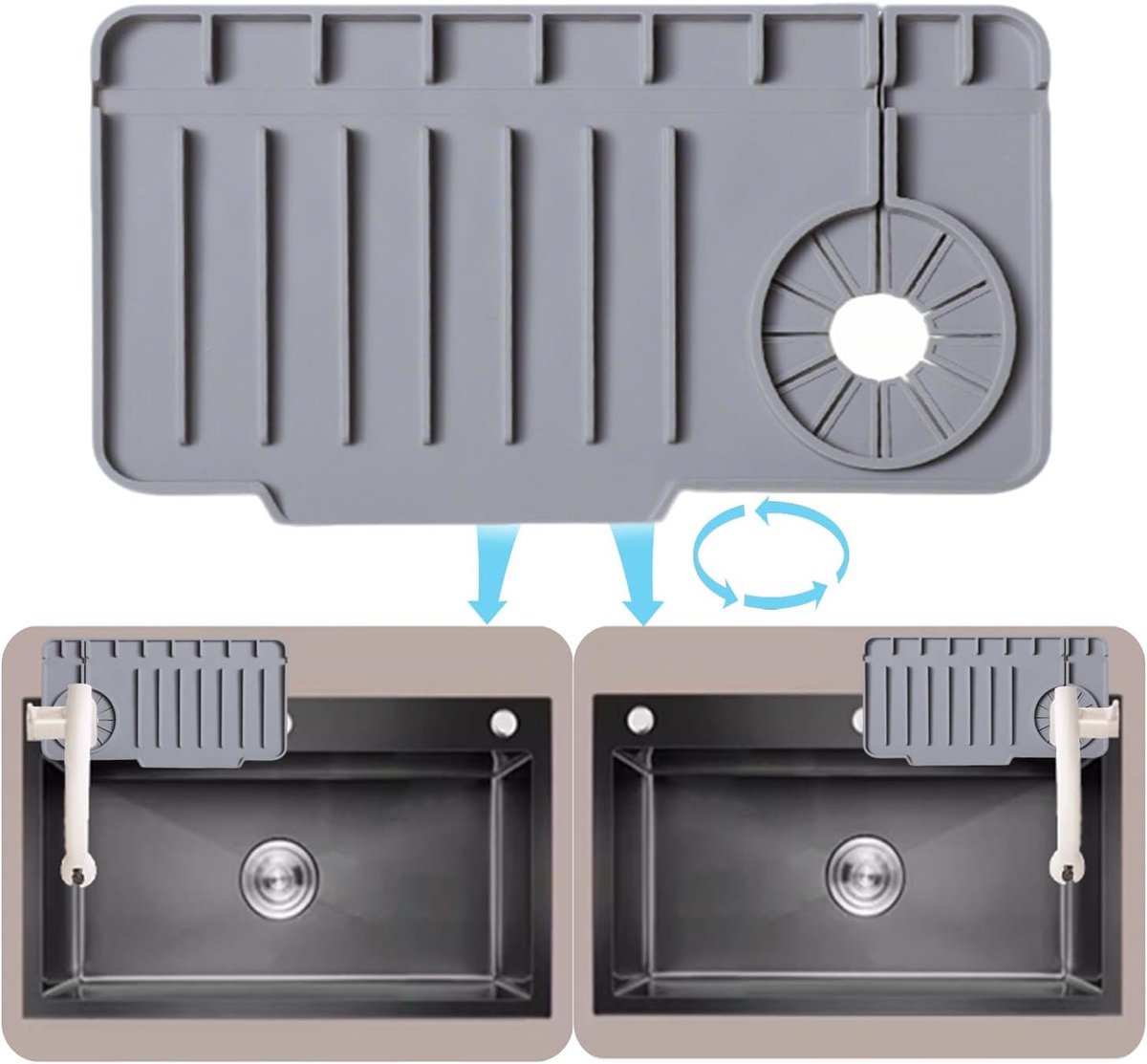 Gootsteenbeschermer silicone 27 x 15 cm - opvouwbaar - omkeerbaar - twee stuks - ShopVlot