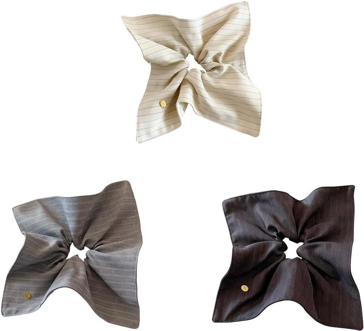 Scrunchies set van 3 - retro look - gestreept design - perfecte haaraccessoires voor elke outfit - ShopVlot