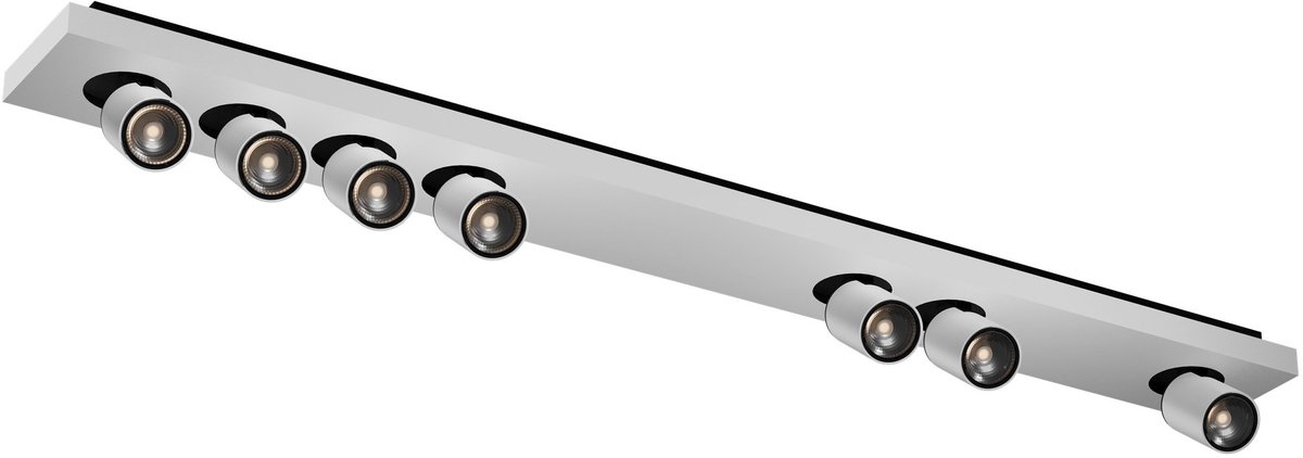 Nysit plafondlamp, 7x GU10 LED-spots 4,5W dimbaar, vierkante plaat 1135 mm, zwart/wit, 2800K warm wit