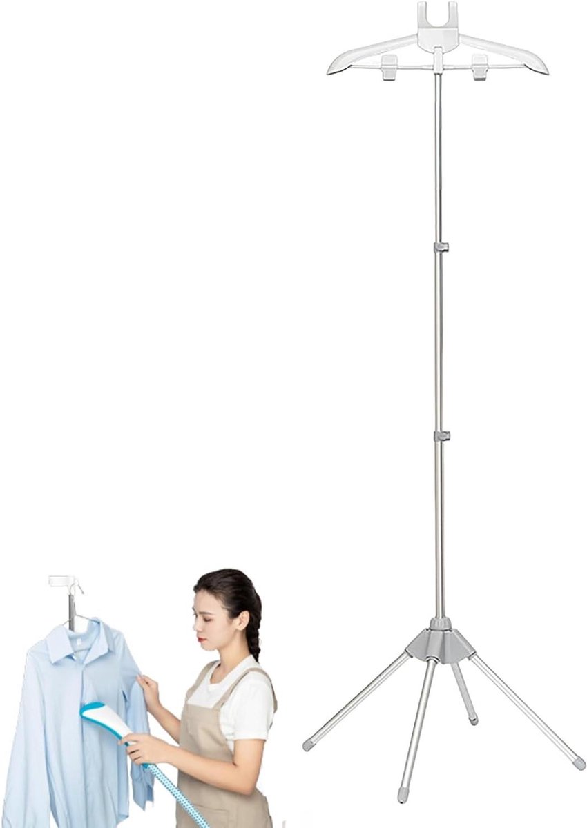 Kledingstomer standaard - Stoomhanger kleding - Kleding kreukvrij maken - 360 graden draaibaar - 155 cm - Grijs