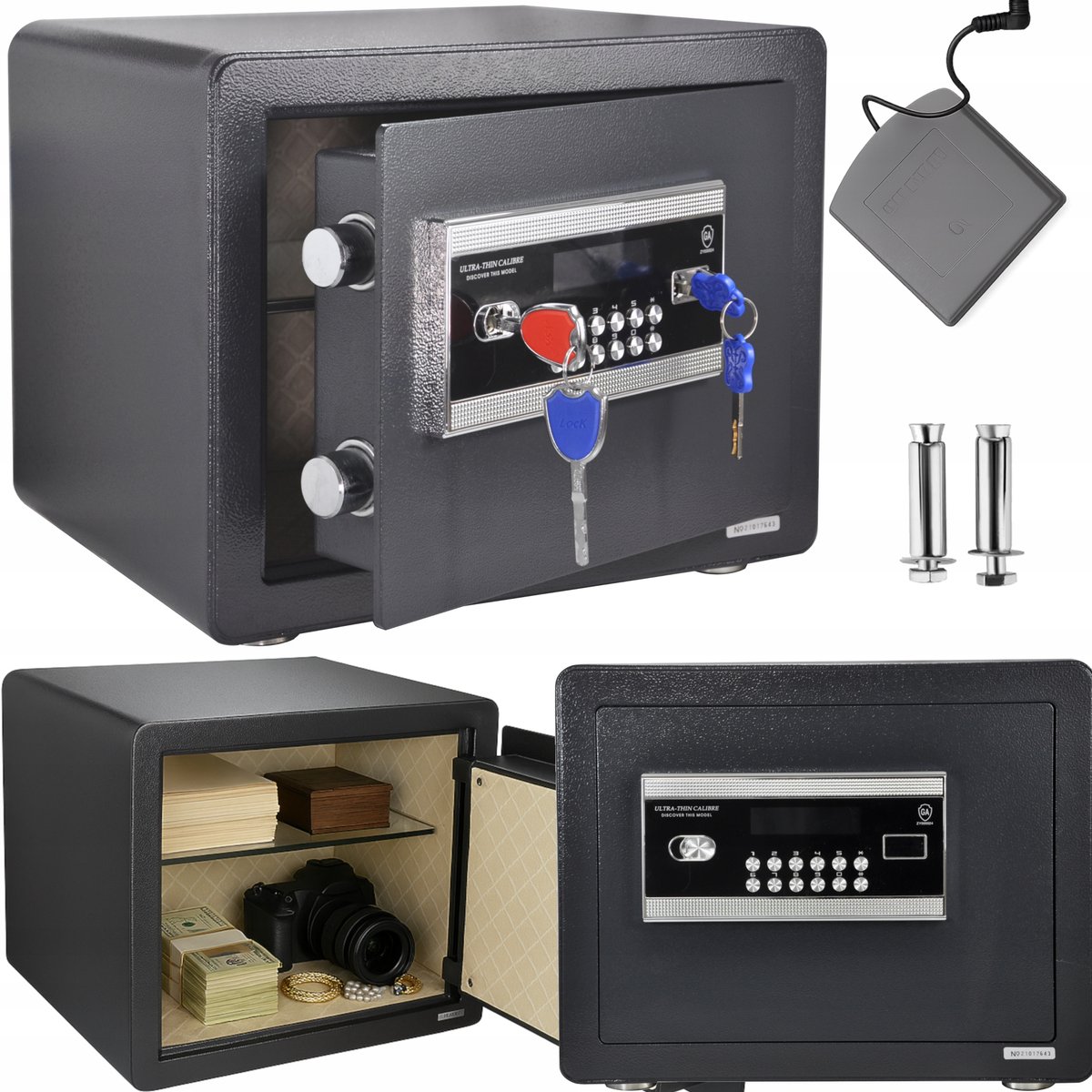 Elektronische Kassa met Code & Sleutel, Alarm, 20kg, Premium