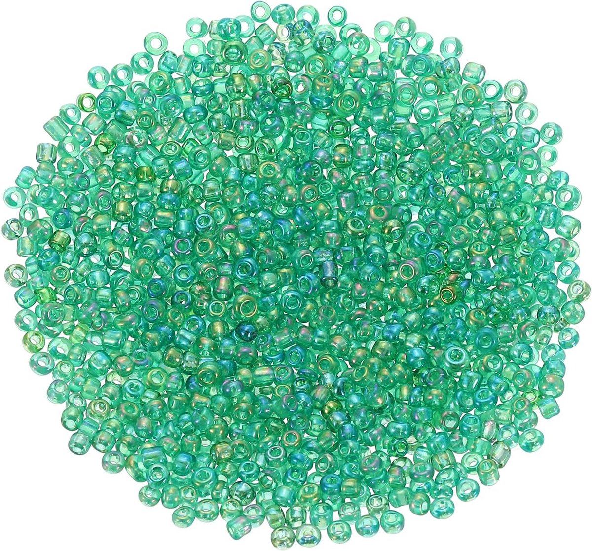 Kralen om te rijgen, 1,5 mm, mini-kralen, kerstset voor het zelf maken van armbanden, glazen bugle kralen voor doe-het-zelf kerstcadeaus, sieraden, geel groen