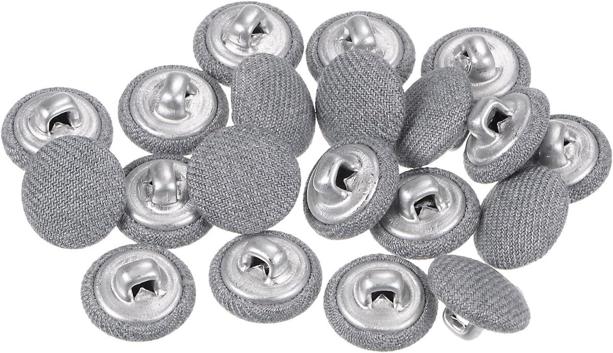 Knopen, 20 stuks, 20 liter, 12,5 mm, rond, metalen schacht, naaiknopen voor pakken, jurken, blouses, grijs