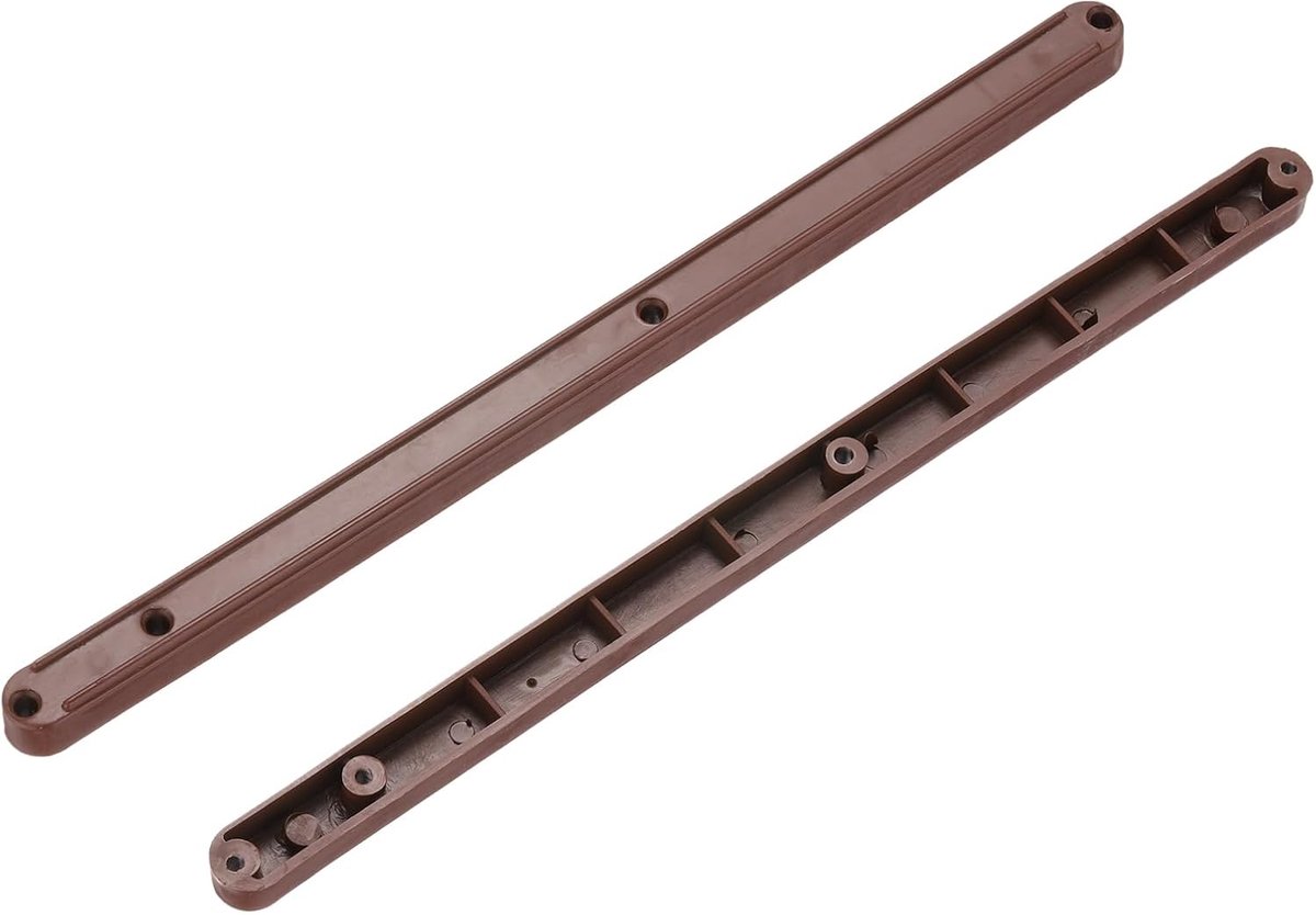 Ladegeleiders, 4 stuks kunststof geleiderails aan de zijkant gemonteerde rails voor kast/lade/nachtkastje/tafel/kledingkast met 15 mm groef, bruin