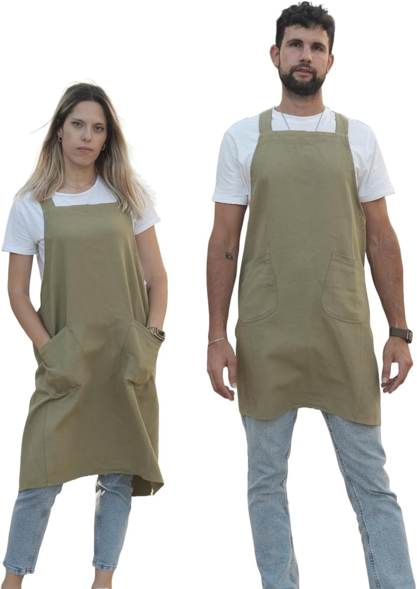 Schort om te knutselen, tuin, huis, keuken, naaien, schilderen, groen, Groen, One size