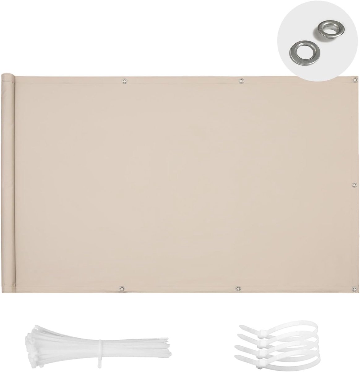 Balkon, 75 x 500 cm, reling voor buiten, voor privacy en veiligheid, inkijkbescherming voor hek, geschikt voor balkons en leuningen en tuin, licht kaki